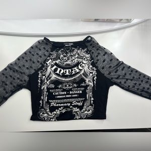 Mesh long sleeve crop